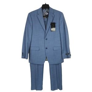 Sean John Men's Classic-Fit Stretch 2-Piece Suit Blue Solid 40R 36x30 NWT